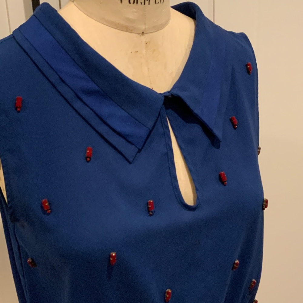 Anthropologie Sleeveless Blouse with Embellishments